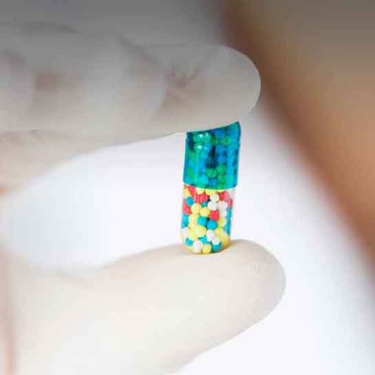 Closeup of antibiotic capsule