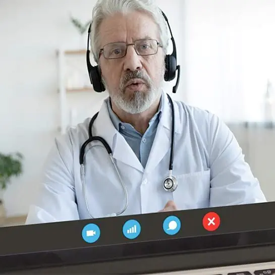 Telemedicine appointment on laptop