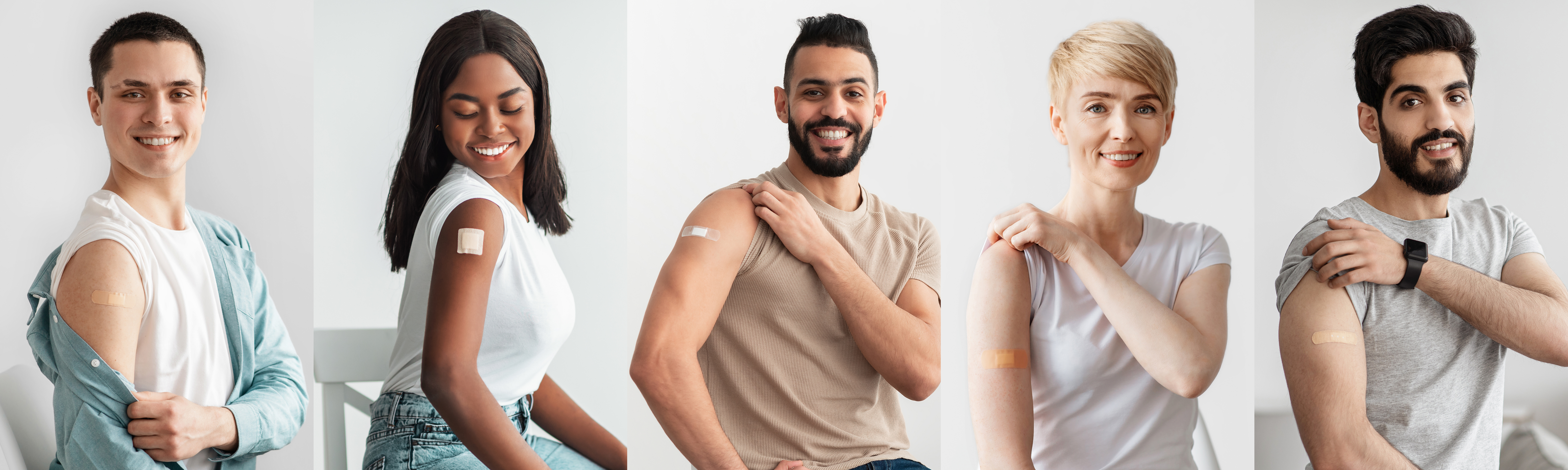 Vaccinated people with band-aids on arms | ID Care | Hillsborough, NJ